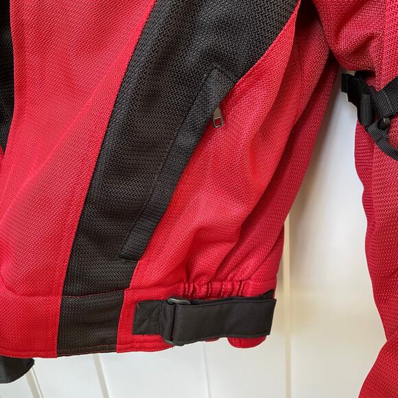 Armored Motorcycle Jacket Men XL Red Black Padded Racing First Gear Protective - Picture 5 of 12